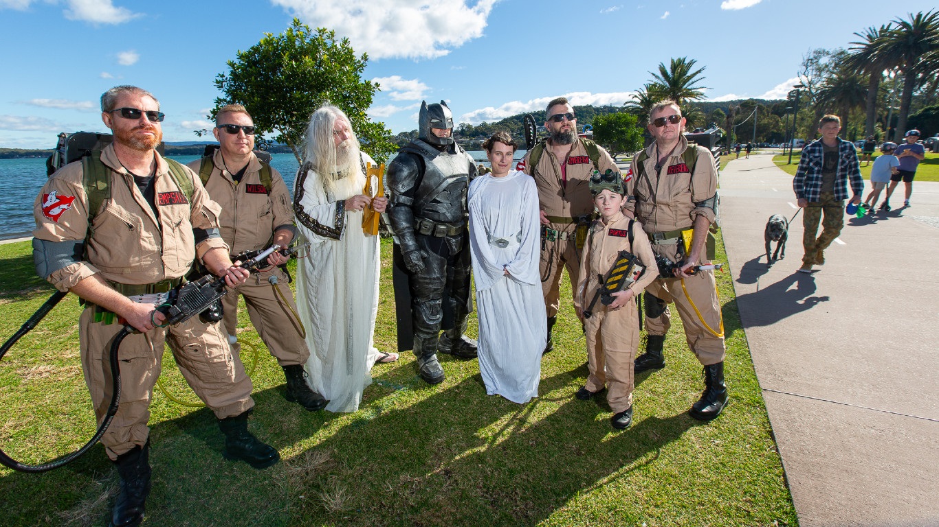 Brenton Portus (third from right) and David Hambly (white cloak) enjoy dressing up for gigs like Pop Bam.jpg